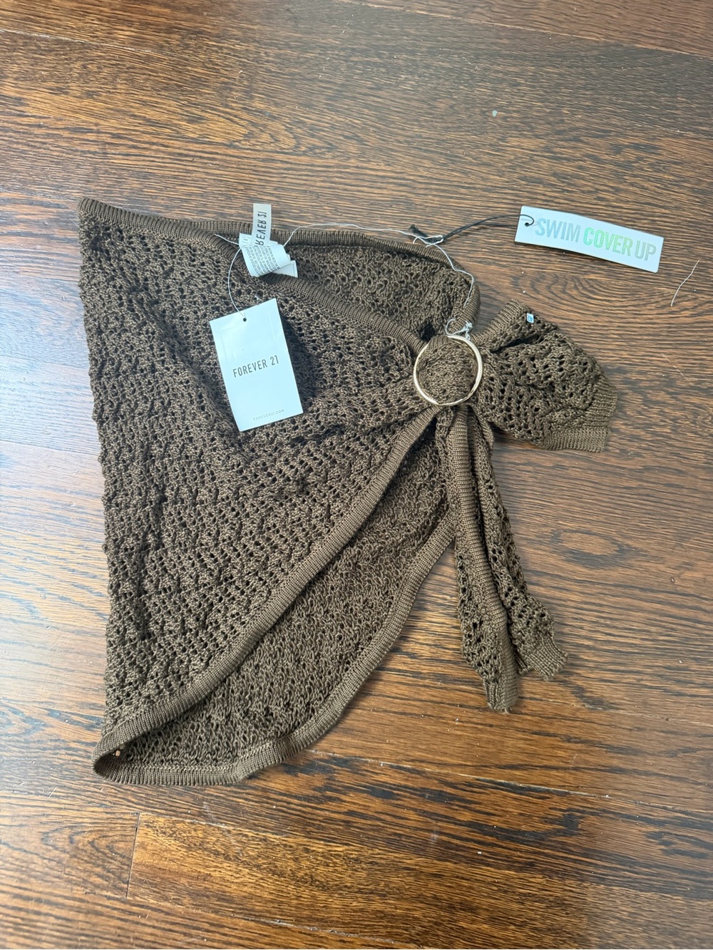 Forever 21 Crochet Brown Swim Cover-Up with Ring Detail